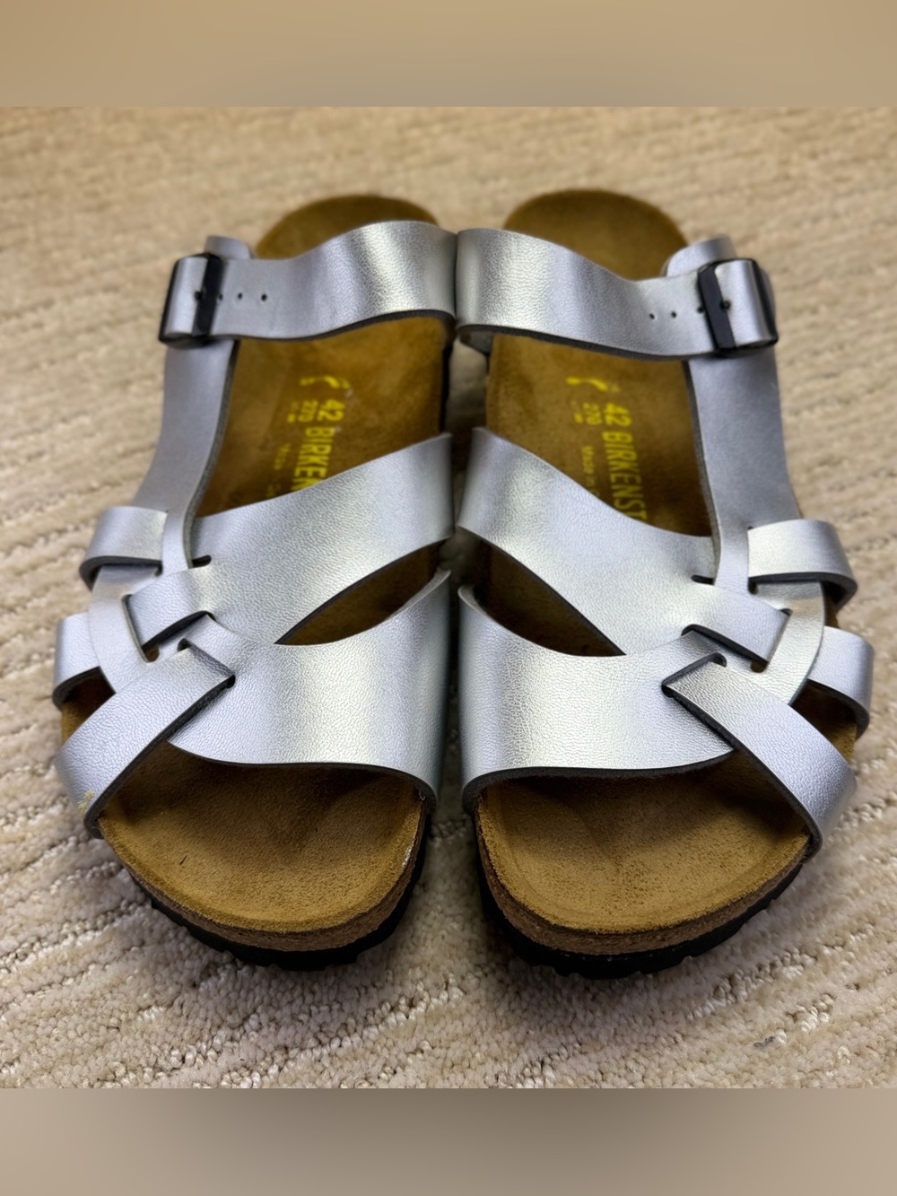 Like new Birkenstock Pisa metallic silver strap sandals - Picture 2 of 12